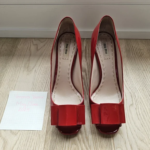 Miu Miu Red Patent Women's Shoes Size 41 - Picture 2 of 5